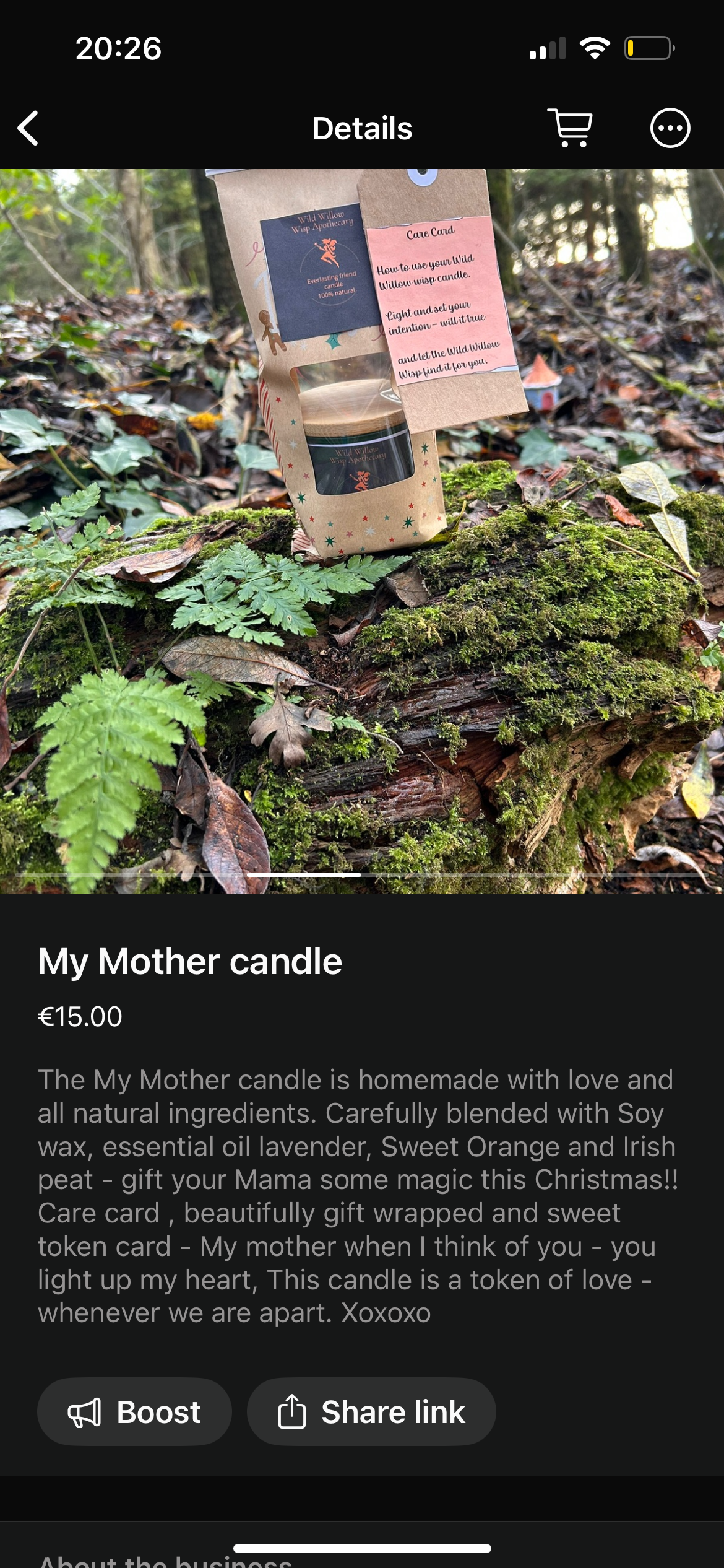 Wild Willow Wisp 'My Mother' candle